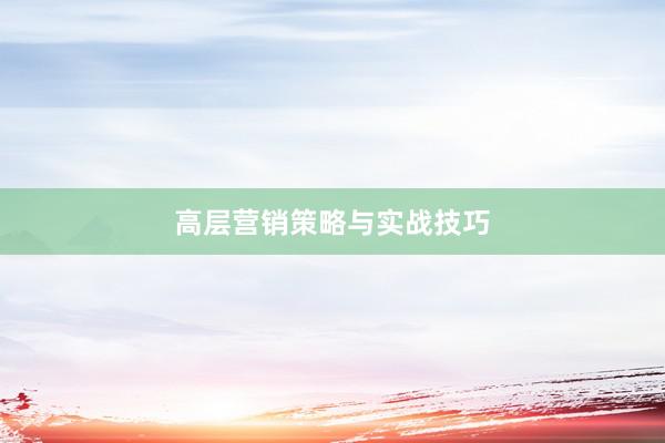 高层营销策略与实战技巧